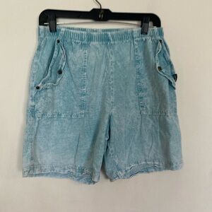Vintage Eazy-E ware outdoor 100% cotton stone/acid wash blue and white shorts